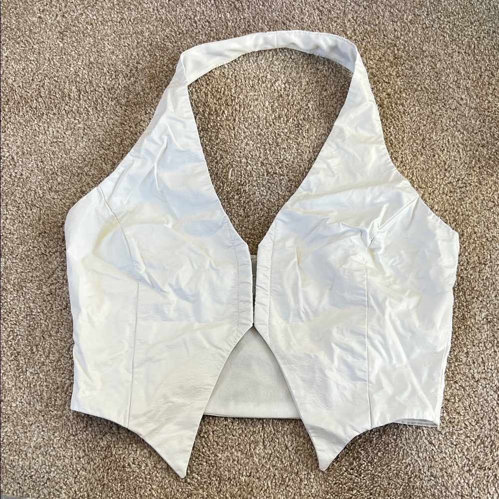 Tiger Mist White Halter Crop Top